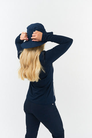 Ladies Golf Waterproof Mesh Lined Rain Hat - Navy