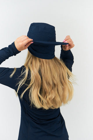 Ladies Golf Waterproof Fleece Lined Rain Hat- Navy