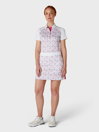 Callaway Golf Ladies Birdie and Eagle Print Golf Skort - Brilliant White - 43CM