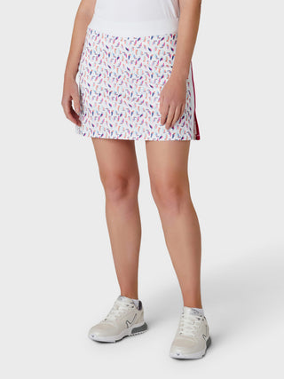 Callaway Golf Ladies Birdie and Eagle Print Golf Skort - Brilliant White - 43CM