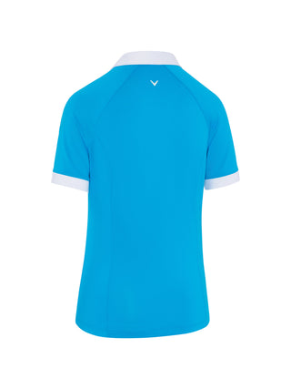 Callaway Golf Ladies Short Sleeve V-Placket Colourblock Polo - Vivid Blue