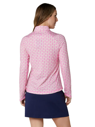 Callaway Deco Geo Long Sleeve Golf Top - Fuchsia Purple