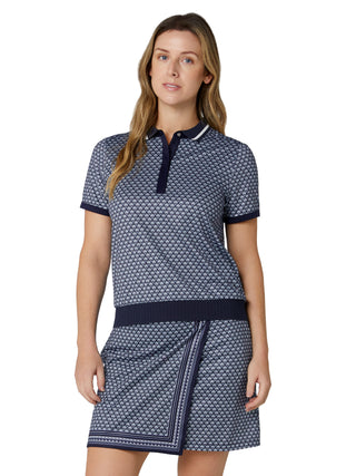 Callaway Scarf Geo Short Sleeve Polo - Peacoat