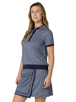 Callaway Scarf Geo Short Sleeve Polo - Peacoat
