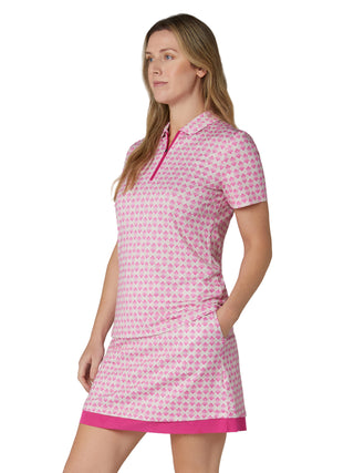 Callaway Deco Geo Short Sleeve Golf Polo - Fuchsia Purple