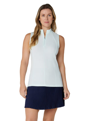 Callaway Rib Play Sleeveless Mock Polo - Salt Air