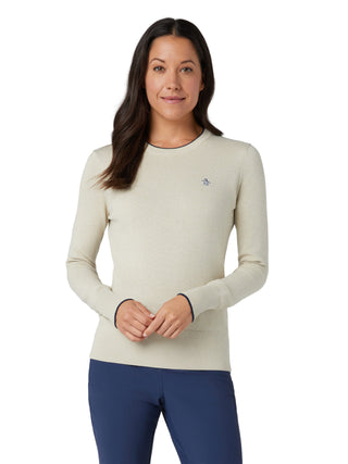 Penguin Ladies Golf Pullover Sweater with Elongated Cuffs - Silver Birch
