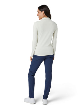 Penguin Ladies Golf Long Sleeve Polo with Power Mesh Yoke - Silver Birch