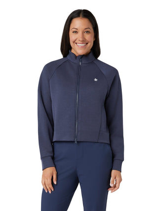 Penguin Ladies Golf Full Zip Textured Knit Jacket - Navy