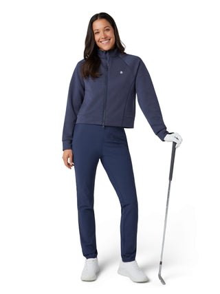 Penguin Ladies Golf Full Zip Textured Knit Jacket - Navy