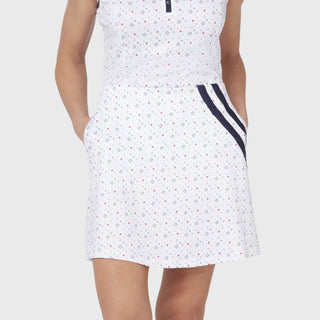 Callaway Golf Ladies Allover Strawberry Pull On White Skorts 43CM- Brilliant White