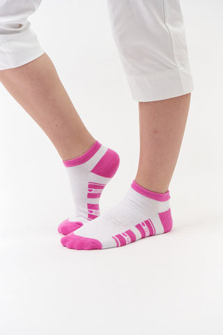 Ladies 2 Pair Pack Of Trainer Golf Socks- Azalea Pink