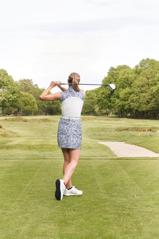 Pure Golf Ladies Spirit Sleeveless Polo Shirt - Indigo Jungle