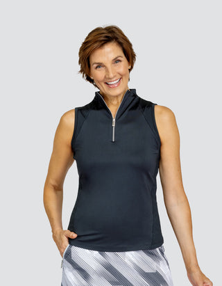 Tail Ladies Golf Soiree Sleeveless Golf Polo Shirt - Onyx