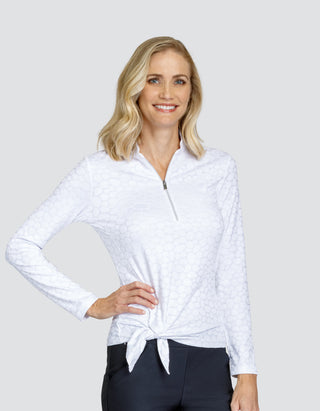 Tail Ladies Tamil Long Sleeve Polo - Pebbles Chalk