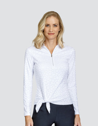 Tail Ladies Tamil Long Sleeve Polo - Pebbles Chalk