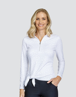 Tail Ladies Tamil Long Sleeve Polo - Pebbles Chalk