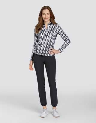 Tail Ladies Adaline Long Sleeve Polo - Magnetic Geo