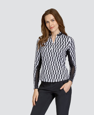 Tail Ladies Adaline Long Sleeve Polo - Magnetic Geo