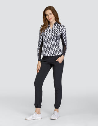 Tail Ladies Adaline Long Sleeve Polo - Magnetic Geo