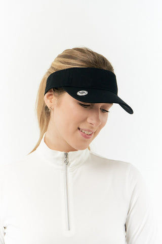 Ladies Velcro Golf Visor With Built-In Ball Marker - Black