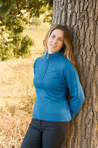 Pure Golf Brace Super Soft Lined Golf Jumper Quarter Zip- Vallarta Blue