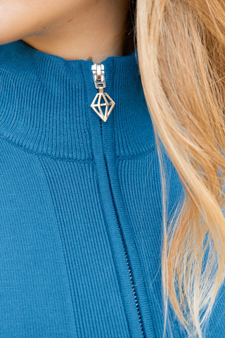 Pure Golf Brace Super Soft Lined Golf Jumper Quarter Zip- Vallarta Blue