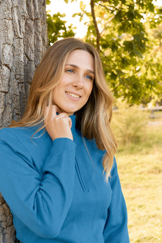 Pure Golf Brace Super Soft Lined Golf Jumper Quarter Zip- Vallarta Blue