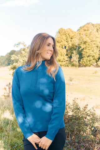 Pure Golf Brace Super Soft Lined Golf Jumper Quarter Zip- Vallarta Blue