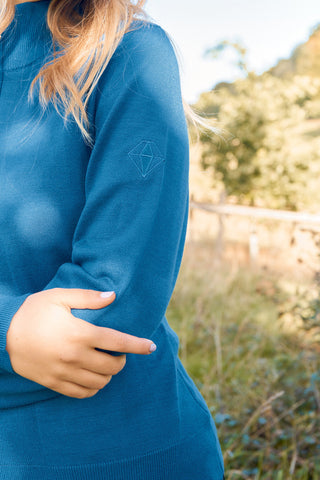 Pure Golf Brace Super Soft Lined Golf Jumper Quarter Zip- Vallarta Blue