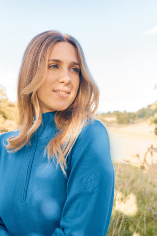 Pure Golf Brace Super Soft Lined Golf Jumper Quarter Zip- Vallarta Blue