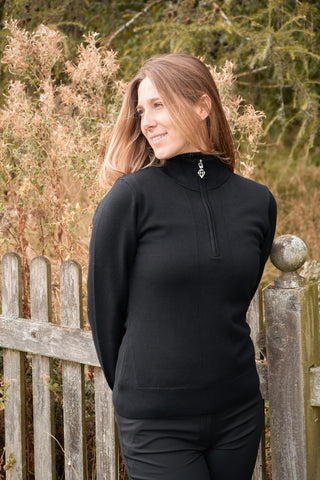 Brace Black Super Soft Lined Quarter Zip Golf Jumper - Pure Golf