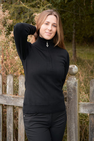 Brace Black Super Soft Lined Quarter Zip Golf Jumper - Pure Golf