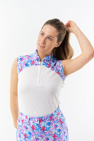 Pure Golf Spirit Sleeveless Golf Polo Shirt - Watercolour Daydream