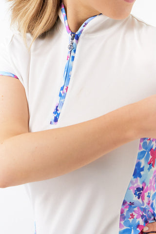 Pure Golf Bliss Cap Sleeve Polo - Watercolour Daydream