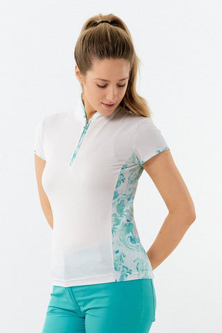 Pure Golf Ladies Bliss Sleeveless Golf Polo Shirt - Aquamarine Lake