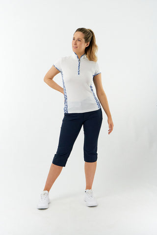 Pure Golf Ladies Bliss Sleeveless Polo Shirt - Indigo Jungle