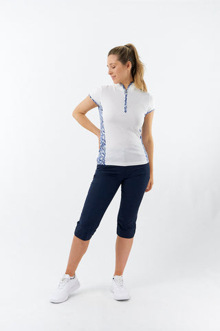 Pure Golf Ladies Bliss Sleeveless Polo Shirt - Indigo Jungle