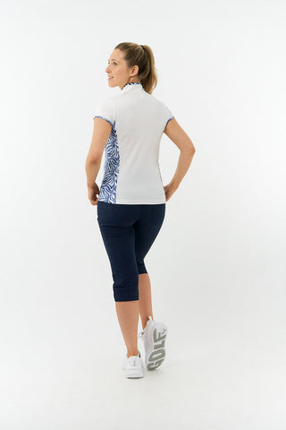 Pure Golf Ladies Bliss Sleeveless Polo Shirt - Indigo Jungle