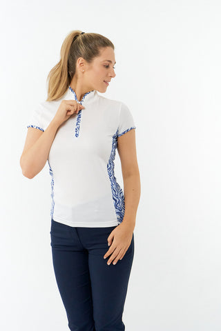 Pure Golf Ladies Bliss Sleeveless Polo Shirt - Indigo Jungle