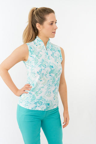 Pure Golf Ladies Rise Sleeveless Polo Shirt - Aquamarine Lake