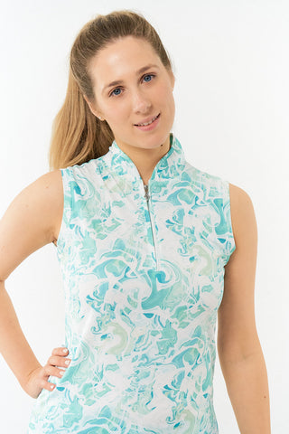 Pure Golf Ladies Rise Sleeveless Polo Shirt - Aquamarine Lake