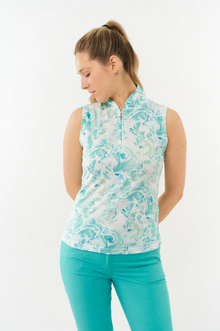 Pure Golf Ladies Rise Sleeveless Polo Shirt - Aquamarine Lake