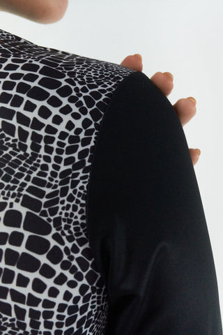 Pure Golf Sienna Long Sleeve Zip Neck Top - Mono Snake