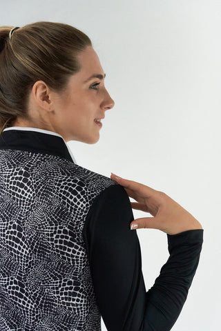 Pure Golf Sienna Long Sleeve Zip Neck Top - Mono Snake