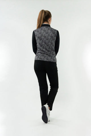 Pure Golf Sienna Long Sleeve Zip Neck Top - Mono Snake