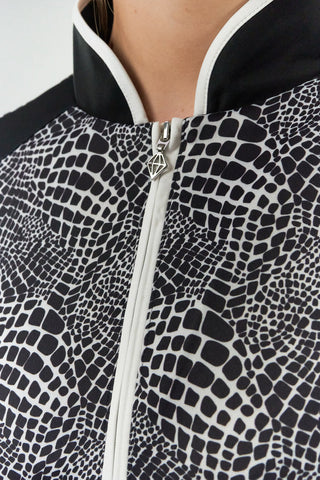 Pure Golf Sienna Long Sleeve Zip Neck Top - Mono Snake