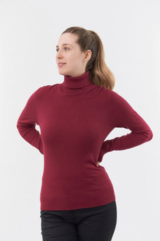 Pure Golf Super Soft Glow Roll Neck - Garnet Berry