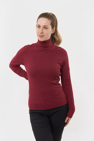 Pure Golf Super Soft Glow Roll Neck - Garnet Berry