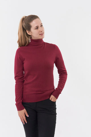 Pure Golf Super Soft Glow Roll Neck - Garnet Berry